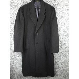 New Christian Aujard Men's 44L Cashmere Blend Vintage Black Long Coat Overcoat‎